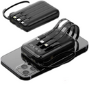 Power Bank Portátil 10000mAh + 3 Cables | Carga Rápida 2.1A | Luz LED | USB-C, Micro USB y Apple