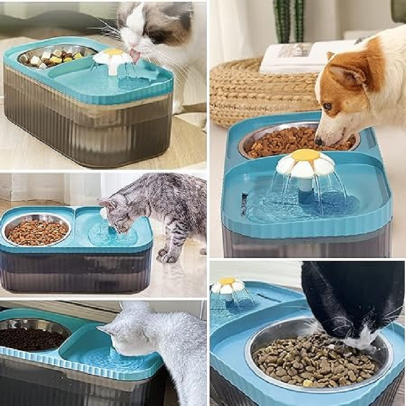 Comedero y bebedero de mascotas con fuente