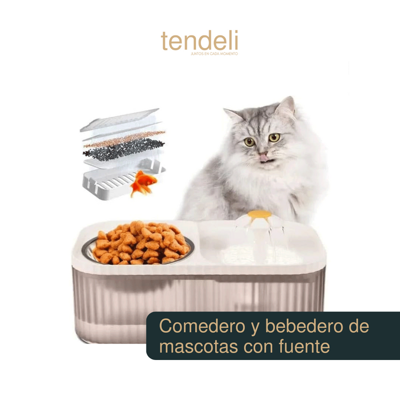 Comedero y bebedero de mascotas con fuente