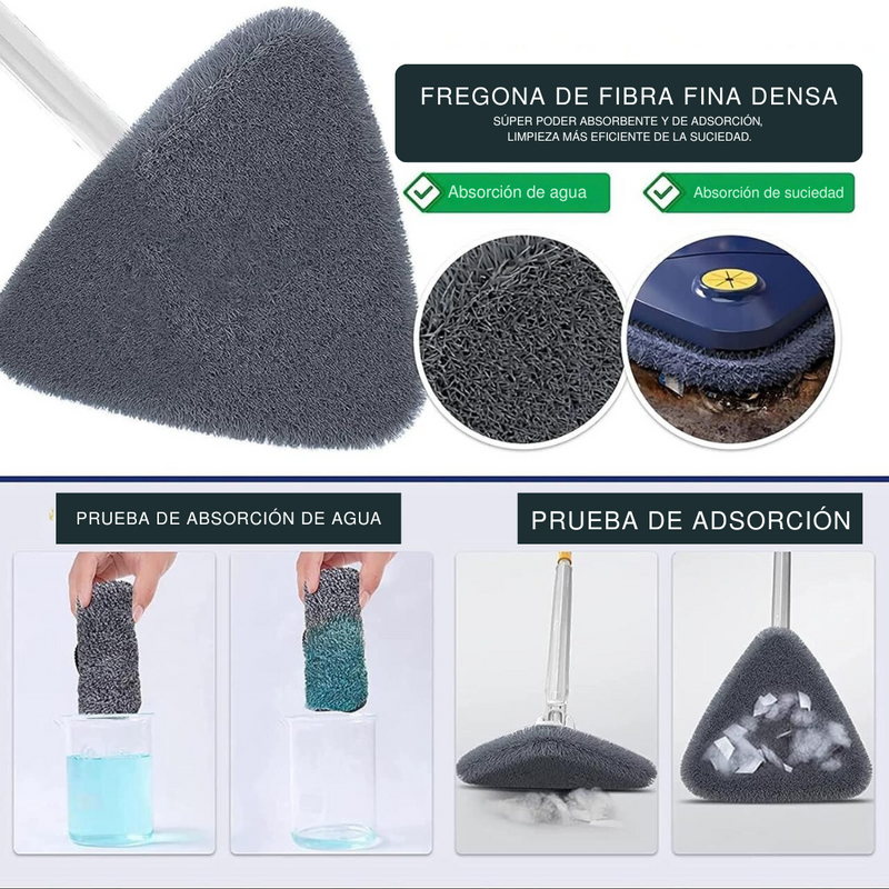 Mopa fregona multifuncional esquinas difíciles con fibra fina y densa para alta absorción de agua y suciedad