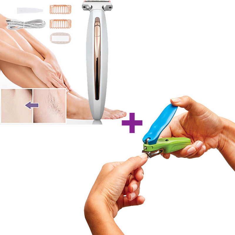 Dispositivo de Tendeli para depilación sin dolor en casa con accesorios y cortaúñas