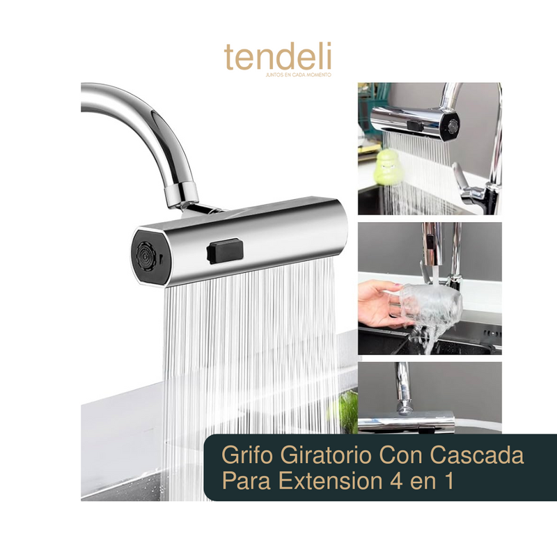 Grifo con cascada para fregadero Tendeli  con diseño giratorio y función 4 en 1 para cocina