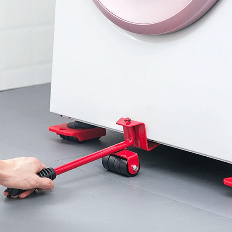 Tendeli herramienta para mover muebles pesados con ruedas y palanca roja para facilitar el traslado