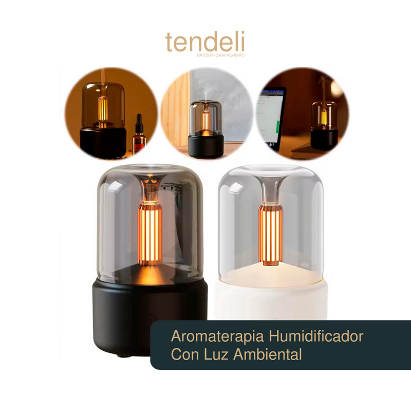 Humidificador silencioso con luz ambiental de diseño moderno en colores negro y blanco para aromaterapia