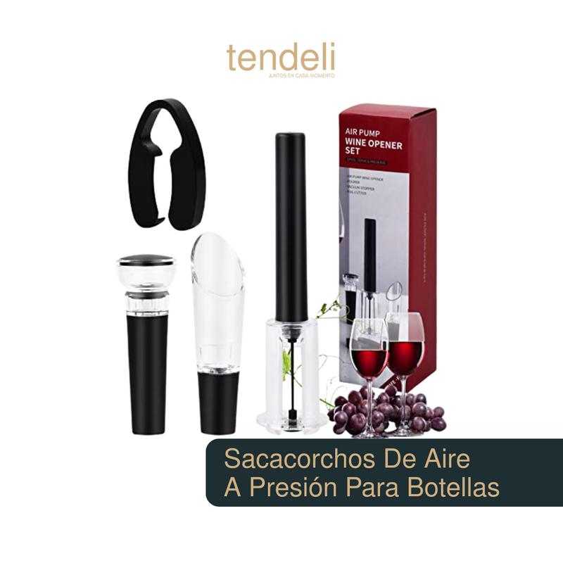Sacacorchos De Aire A Presión Para Botellas Tendeli con accesorios y caja roja para vino