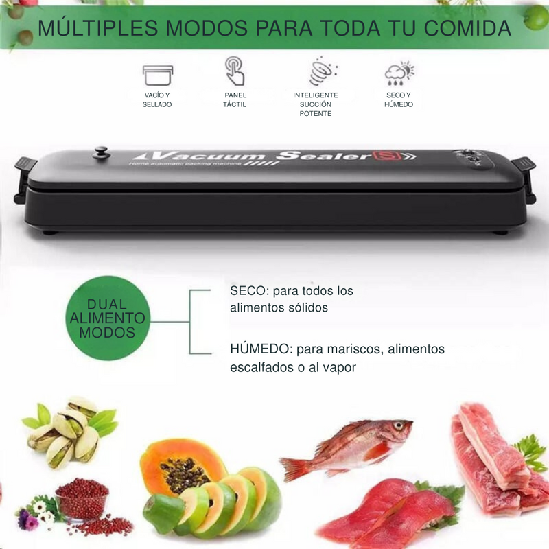Selladora de alimentos al vacío doméstica Tendeli  con modos seco y húmedo para preservar comida