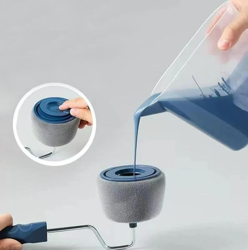 Set de rodillos de pintura completo Tendeli con rodillo esponjoso y recipiente para pintura azul